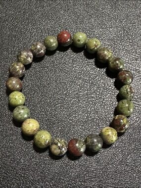Dragons Blood Jasper Semi Precious Stone Bead Stretch Bracelet